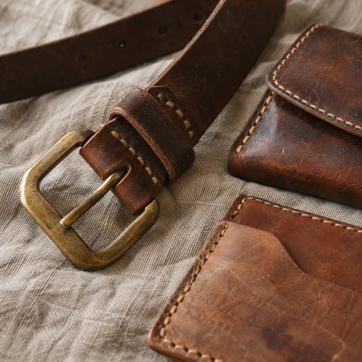 Saddle leather belt